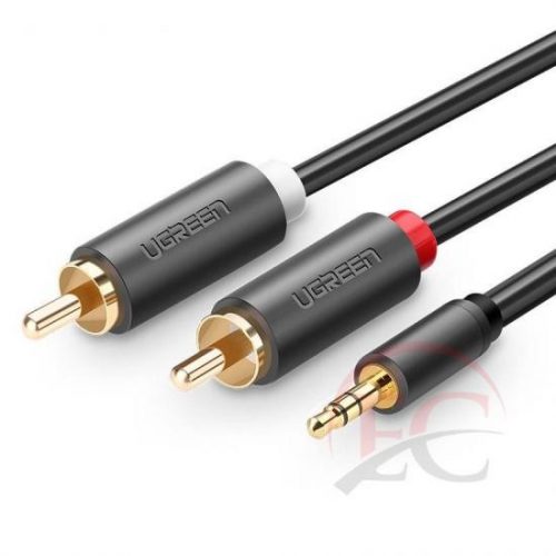 Ugreen 10512 2x RCA kábel aljzat 3.5 mm 3 m, fekete