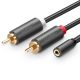 Ugreen 10588 2x RCA kábel aljzat 3.5 mm 1m, fekete