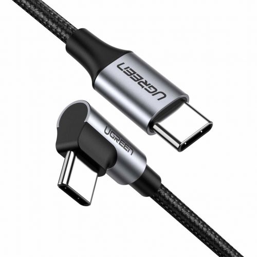 Ugreen USB Type-C - USB Type-C kábel döntött fejjel PD 60W 20V 3A 1m szürke/feke