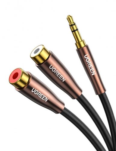 UGREEN 3, 5 mm mini jack (aljzat) - 2xRCA (csatlakozó) audio kábel 1m barna (AV194 50129)