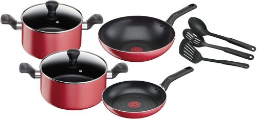 Tefal Super Cook Non Stick Thermo-spot 9 db-os, piros, alumínium, B243S987