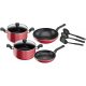 Tefal Super Cook Non Stick Thermo-spot 9 db-os, piros, alumínium, B243S987