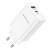 Borofone BN10 hálózati töltő USB + USB-C QC3.0 PD 65W, fehér