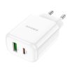 Borofone BN4 töltő - USB + USB C, QC 3.0, PD 2.0, 20W USB-C kábellel fehér