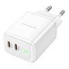 Borofone BN9 hálózati töltő 2xUSB-C QC3.0 PD 35W, fehér