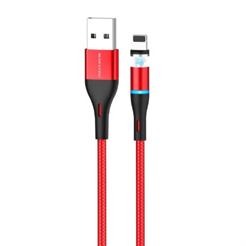 Borofone BU16 USB - Lightning mágneses kábel, 1,2m, 2,4A, piros