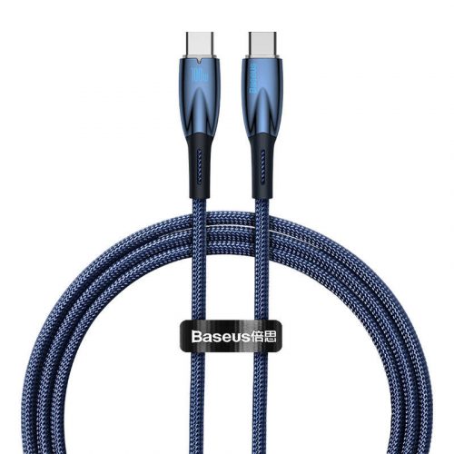 Baseus CADH000703 Glimmer Series USB-C apa - USB-C apa Adat és töltőkábel - Kék (1m)