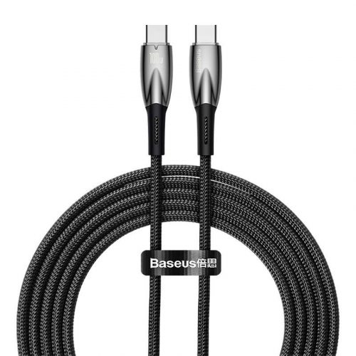 Baseus CADH000801 Glimmer Series USB-C apa - USB-C apa Adat és töltőkábel - Fekete (2m)