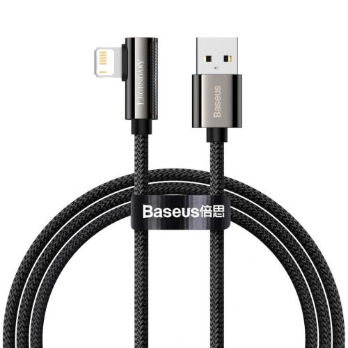 Baseus CALCS-A01 Legend Series Lightning derékszögű USB-kábel, 2,4A, 2 m (fekete)