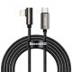 Baseus CATLCS-01 Legend Series USB-C és Lightning derékszögű kábel, PD, 20 W, 1 m (fekete)