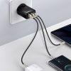 Baseus Compact gyorstöltő 2x USB + USB C, 30W, 3A, PD, QC, fekete (CCXJ-E01)