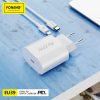 Foneng EU39 USB-C Hálózati töltő + USB-C Kábel - Fehér (20W)