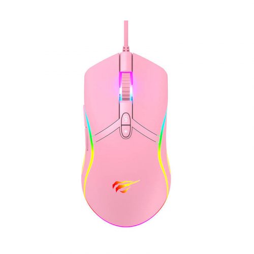 Havit MS1026 rózsaszín gamer egér RGB 1000-6400DPI