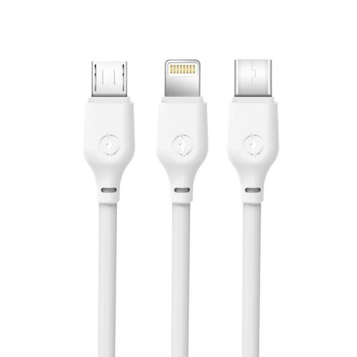 XO NB103 kábel 3in1 (lightning/micro/USB-C) fehér 2,1A 1m