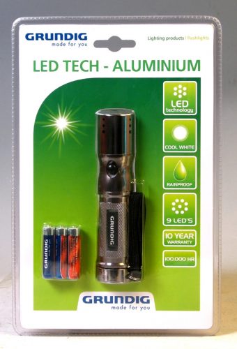 Grunding TORCH-9LED-ALU 3AAA-GR LED-es elemlámpa