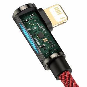 Baseus Legend 90 fokban döntött USB – Lightning kábel 2.4A 1m piros (CACS000009)