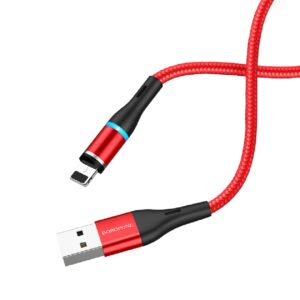 Borofone BU16 USB – Lightning mágneses kábel, 1,2m, 2,4A, piros