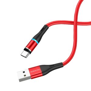 Borofone BU16 USB – USB-C mágneses kábel, 1,2m, 3A, piros