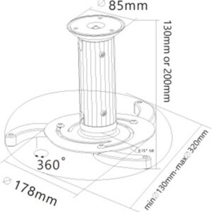 Goobay 51905 Projektor mennyezeti tartó konzol 360° forgatható,max.10 kg-ig
