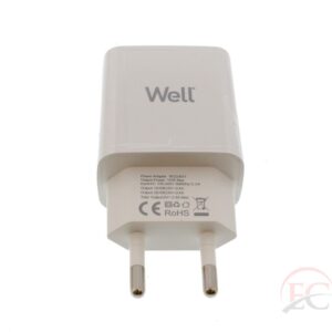 Well hálózati töltő fehér, 2USB 2,4A, PSUP-USB-W22401WE-WL