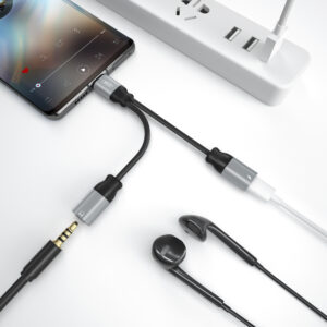 XO adapter audio NBR160B USB-C – mini-jack (3,5 mm) – USB-C fekete