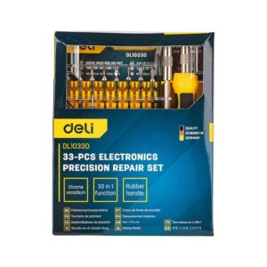 DELI Tools precíziós csavarhúzó készlet, 33 részes – EDL1033D, Fekete/Sárga
