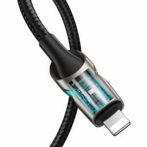 Baseus CATLYY-01 Fish Eye kábel USB-C apa 2.0 – Lightning apa Adat és töltőkábel – Fekete (1m)