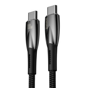 Baseus CADH000701 Glimmer Series USB-C apa – USB-C apa Adat és töltőkábel – Fekete (1m)