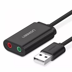 Ugreen 30724 USB külső hangkártya 3,5 mm-es mini jack 15 cm fekete