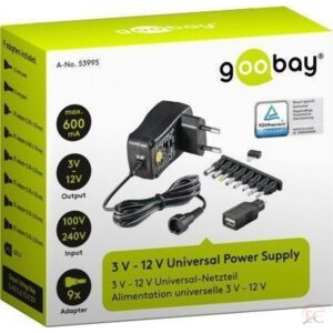 Goobay 53995 Kisméretű univerzális hálózati adapter  600mA (stabilizált)