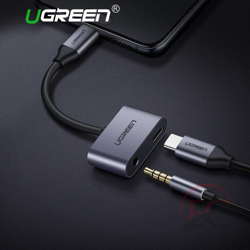 Ugreen 50596 USB Type C – USB Type C / 3,5 mm mini jack fejhallgató adapter