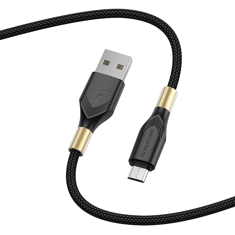 Borofone BX92 USB- USB micro kábel 1m 2,4A – fekete