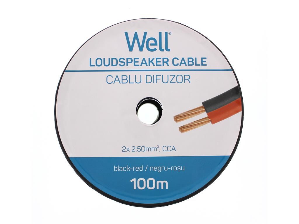 Well LSP-CCA2.50BR-100-WL Hangszóró kábel fekete / piros 2×2,5mm²