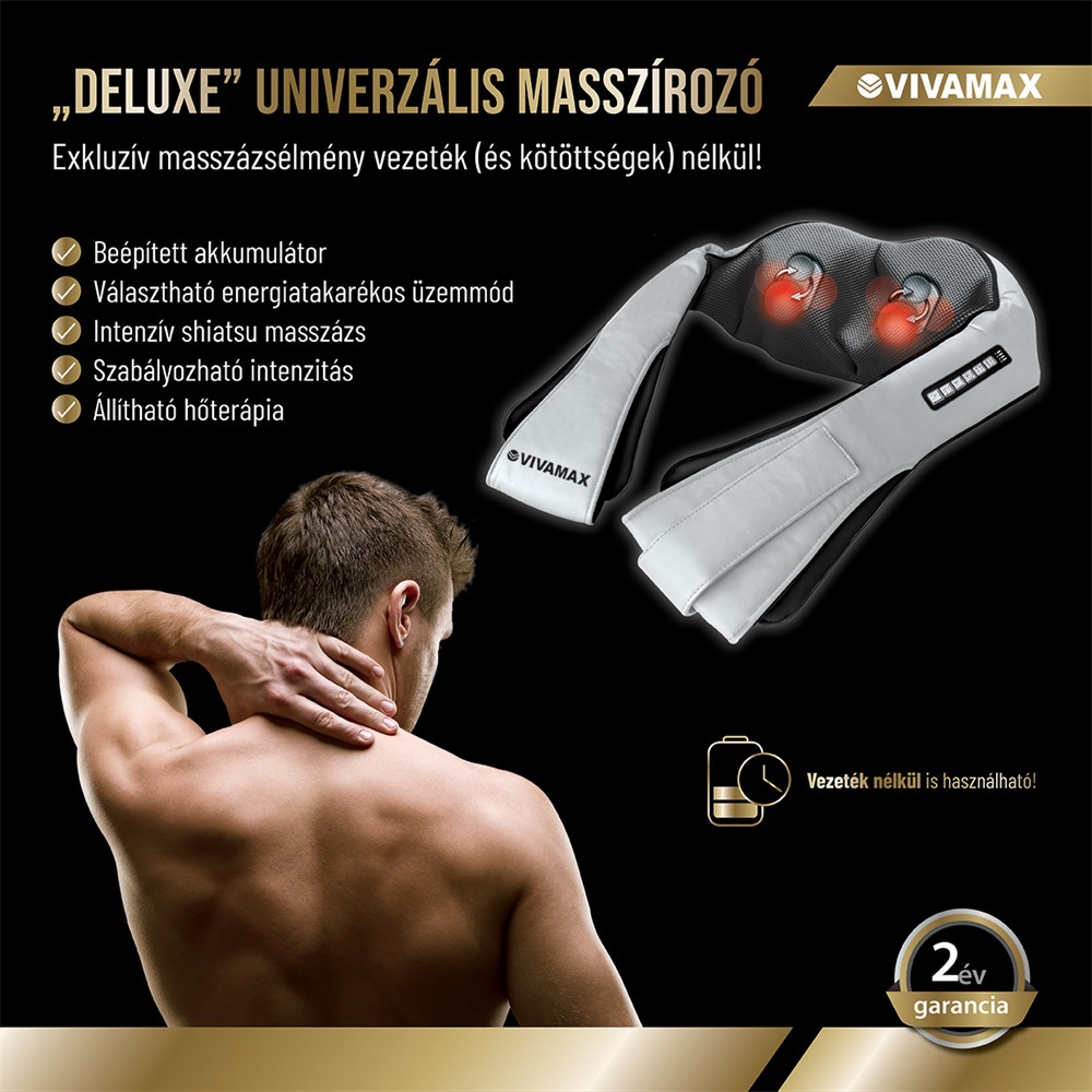 Vivamax “DeLuxe” univerzális masszírozó akkumulátorral GYVM43