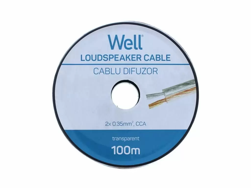 Well LSP-CCA0.35TT-100-WL Hangszóró kábel átlátszó 2×0,35mm²