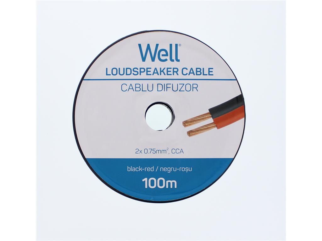 Well LSP-CCA0.75BR-100-WL Hangszóró kábel fekete / piros 2×0,75mm²