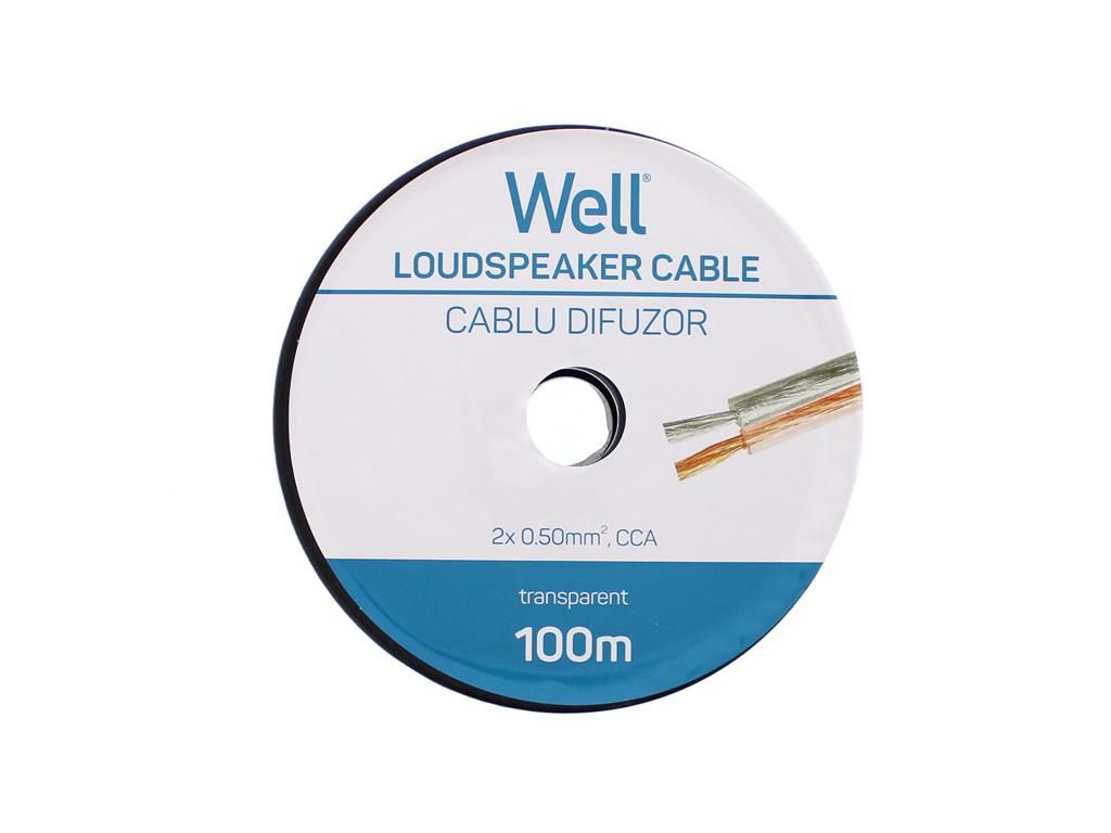 Well LSP-CCA0.50TT-100-WL Hangszóró kábel átlátszó 2×0,5mm²