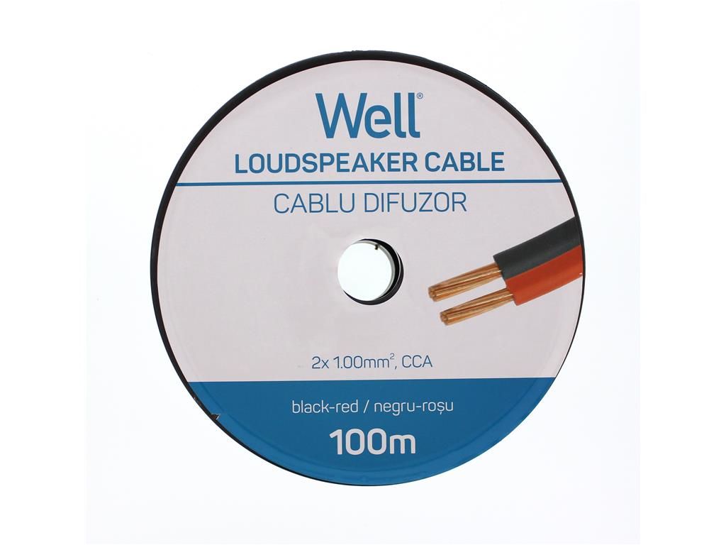 Well LSP-CCA1.00BR-100-WL Hangszóró kábel fekete / piros 2x1mm²