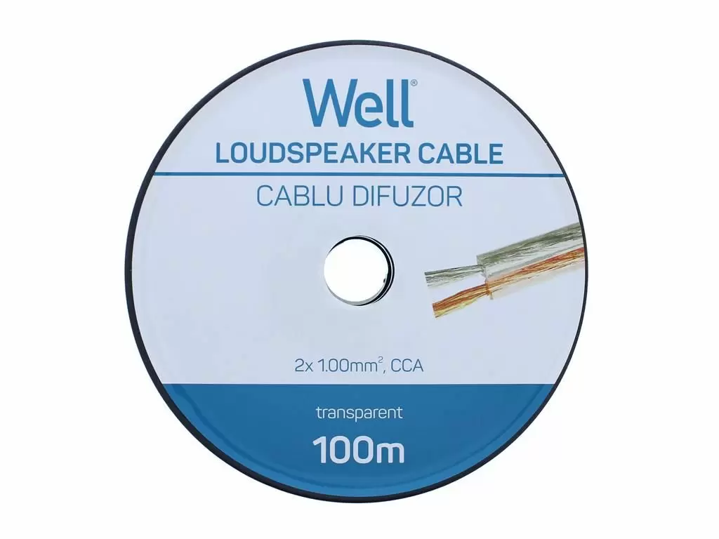 Well LSP-CCA1.00TT-100-WL Hangszóró kábel átlátszó 2x1mm²