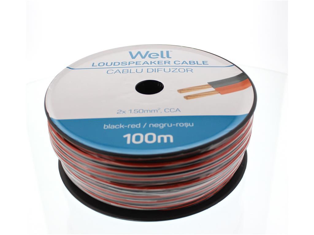 Well LSP-CCA1.50BR-100-WL Hangszóró kábel fekete / piros 2×1,5mm²