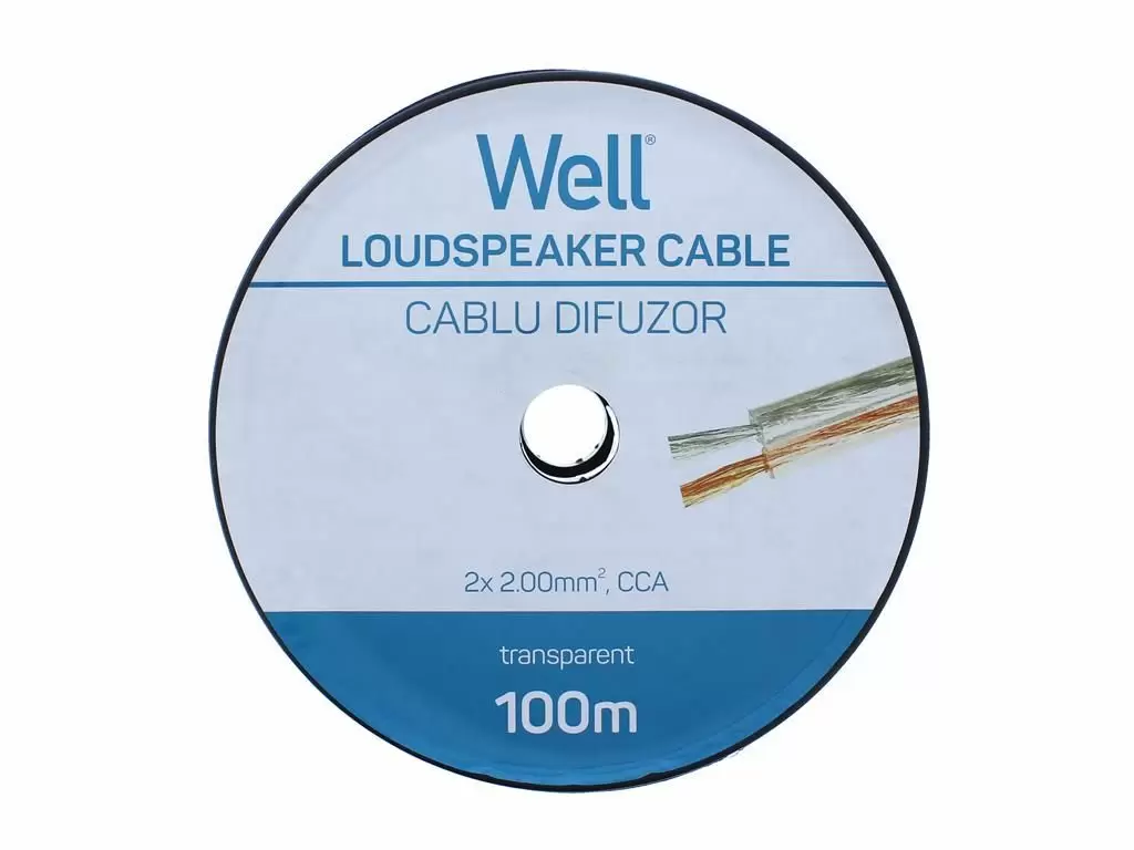 Well LSP-CCA2.00TT-100-WL Hangszóró kábel átlátszó  2x2mm²