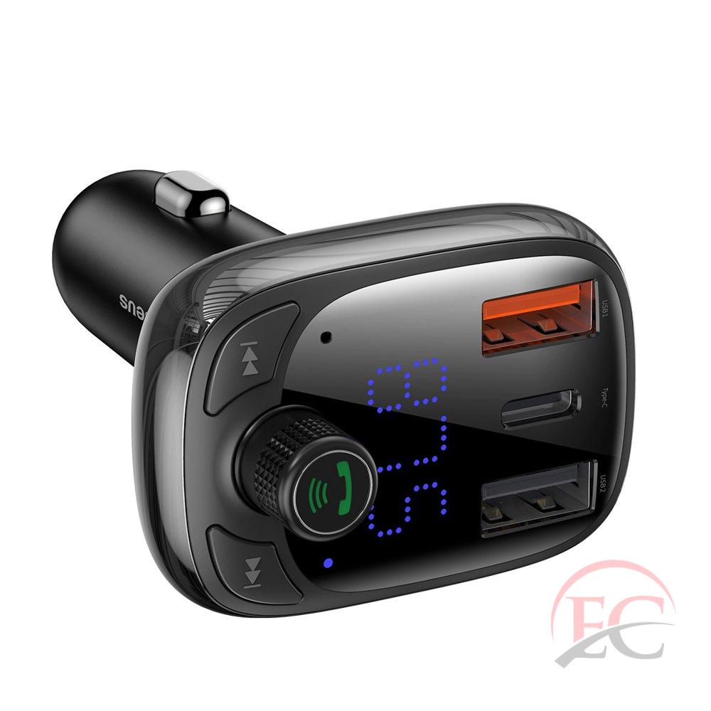 Baseus CCTM-B01 Bluetooth 5.0 FM transzmitter gyors töltés 4.0 USB-C/micro SD 5A, fekete