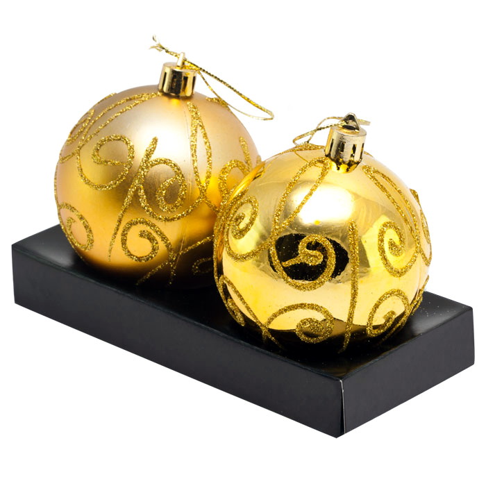 Karácsonyfa gömbdísz szett (2db*arany*?70mm)