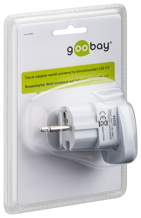 Goobay 94026 Univerzális hálozati töltő átalakitó/adapter, max.16A, fehér