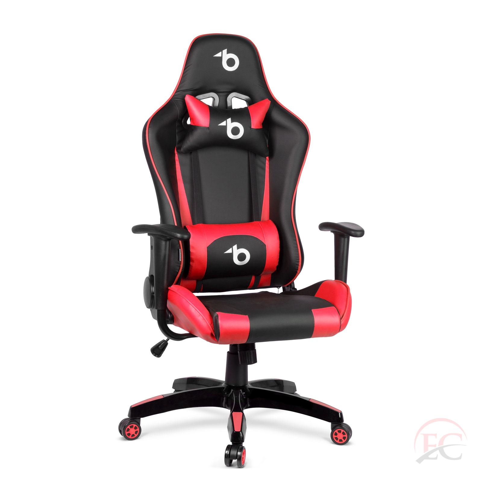 Gamer szék – derékpárnával, fejpárnával – piros, BMD1106RD