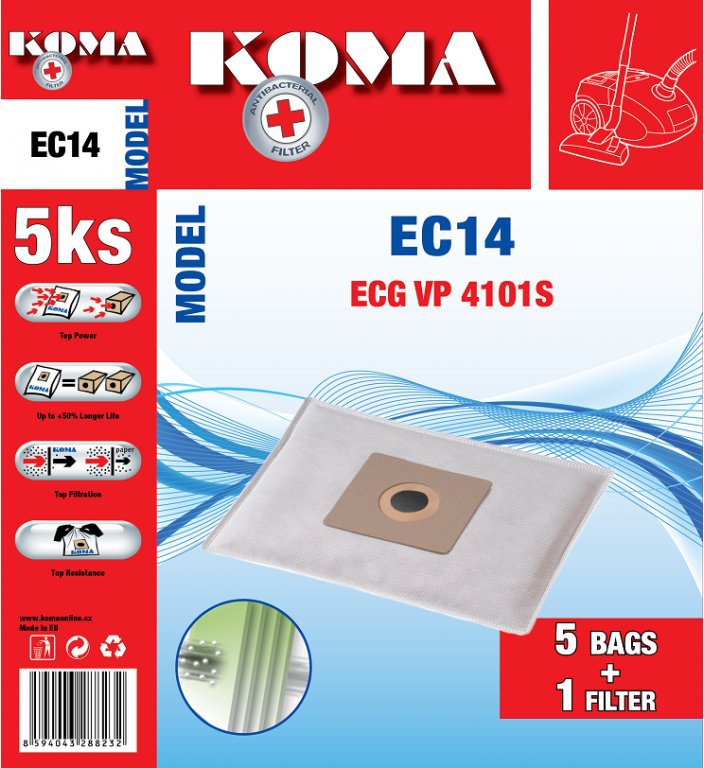 KOMA EC 14 Microfilteres porszívó porzsák 5db/cs. + 1 db. filter