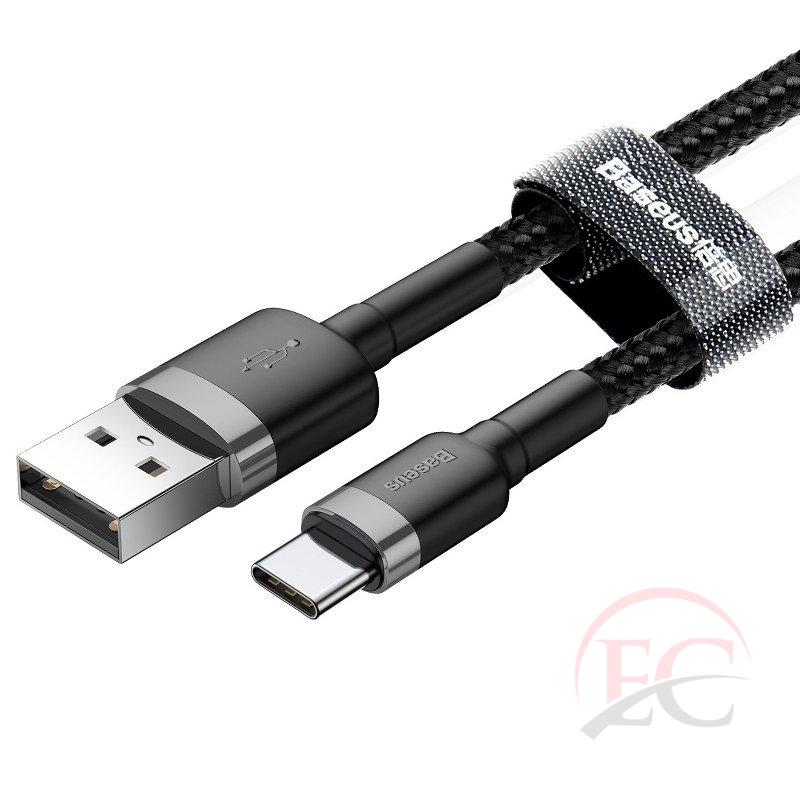 Baseus Cafule USB-C kábel 3A 1 m, fekete-szürke (CATKLF-BG1)