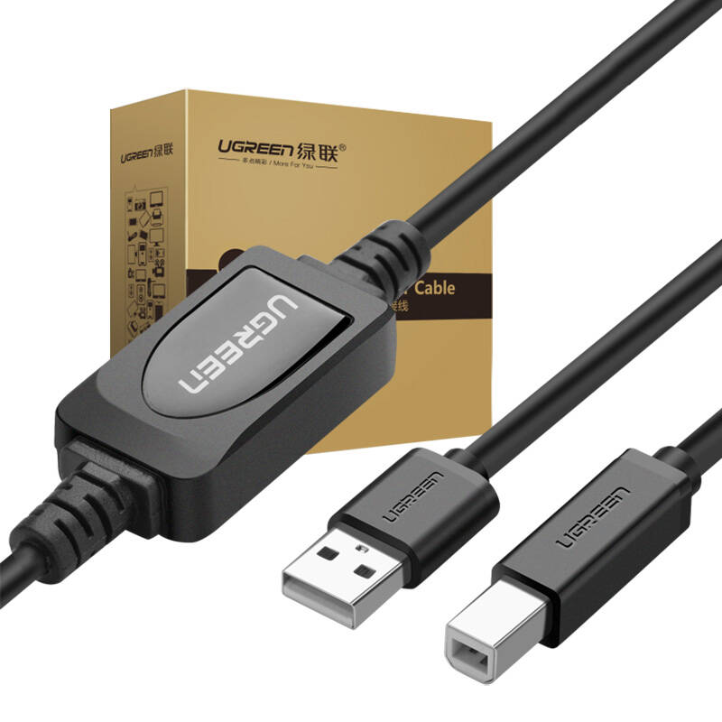 Ugreen US122 USB-A apa – USB-B apa 2.0 Nyomtató kábel – Fekete (15m), 10362