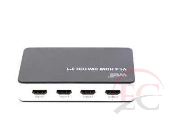 Well 3 portos Full  HDMI elosztó LED-es kijelző, SW-HDMI1.4/3-RC-WL